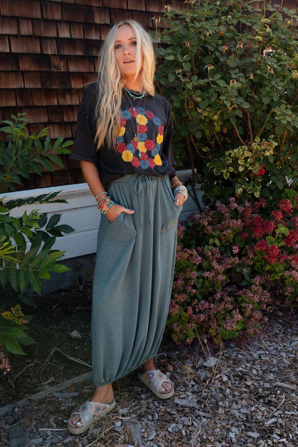Rylie Drawstring Maxi Skirt Teal Boho Skirt